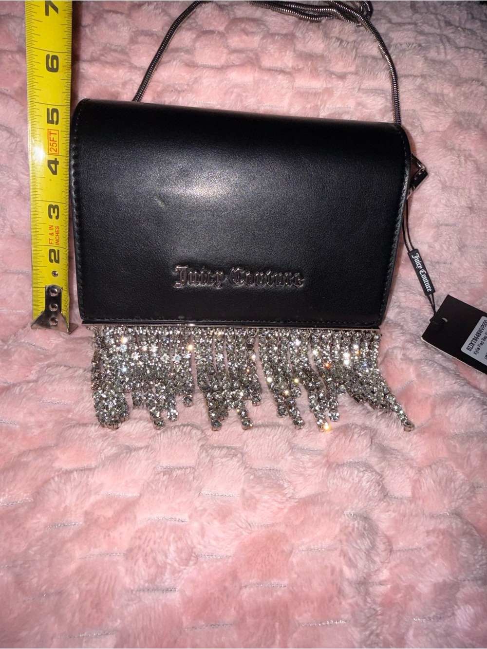 Juicy Couture - UK Edition - Kylie Flap Bag - BLACK - Rhinestone Accent Strings! - Picture 14 of 15